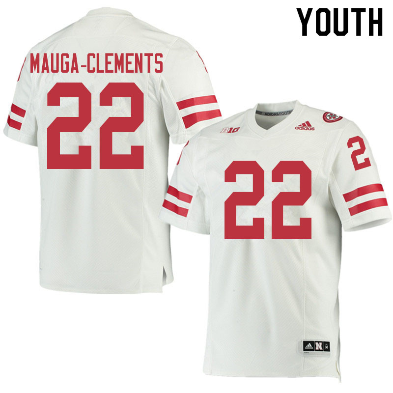 Youth #22 Eteva Mauga-Clements Nebraska Cornhuskers College Football Jerseys Sale-White